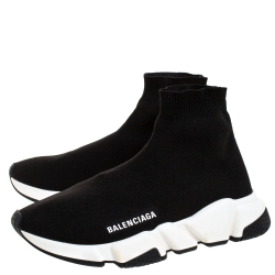 Balenciaga Black Knit Fabric Speed Trainer Sneakers Size 38