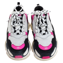 مملوكة مسبقًا حذاء رياضي بالنسياغا نعل سميك S تريبل جلد وشبك متعدد الألوان مقاس 39