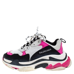 مملوكة مسبقًا حذاء رياضي بالنسياغا نعل سميك S تريبل جلد وشبك متعدد الألوان مقاس 39