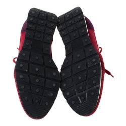مملوكة مسبقًا Balenciaga Red Mesh, Leather And Suede Race Runners Sneakers Size 40