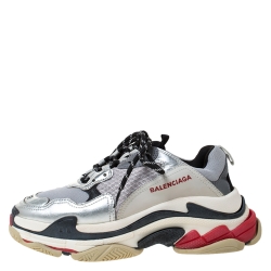 Balenciaga Multicolor Mesh And Leather Triple S Platform Sneakers Size 39