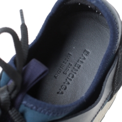 مملوكة مسبقًا Balenciaga Black Leather, Mesh And Suede Race Runner Sneakers Size 41