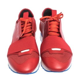 حذاء رياضي بالنسياغا "رايس رونرز" شبك و جلد أحمر مقاس 39