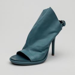 Pre Owned Balenciaga Blue Leather Open Toe Glove Slingback Sandals Size 39.5