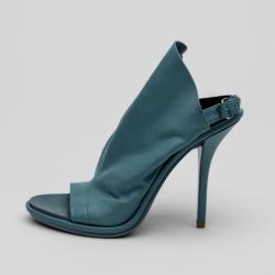 Pre Owned Balenciaga Blue Leather Open Toe Glove Slingback Sandals Size 39.5