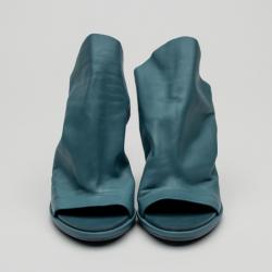 Pre Owned Balenciaga Blue Leather Open Toe Glove Slingback Sandals Size 39.5