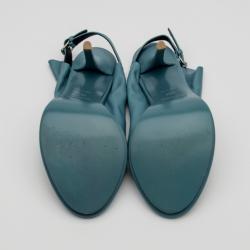 Pre Owned Balenciaga Blue Leather Open Toe Glove Slingback Sandals Size 39.5