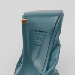 Pre Owned Balenciaga Blue Leather Open Toe Glove Slingback Sandals Size 39.5