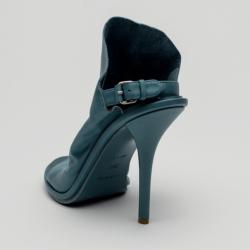 Pre Owned Balenciaga Blue Leather Open Toe Glove Slingback Sandals Size 39.5