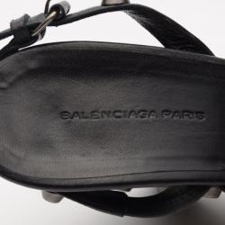 Pre Owned Balenciaga Black Studded Wedges Size 38.5