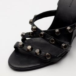 Pre Owned Balenciaga Black Studded Wedges Size 38.5