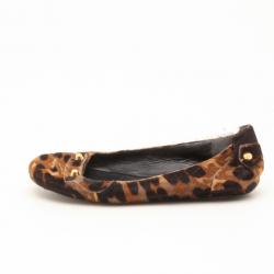 Pre Owned Balenciaga Leopard Print Pony Hair Flats Size 37.5