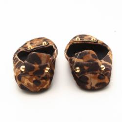 Pre Owned Balenciaga Leopard Print Pony Hair Flats Size 37.5