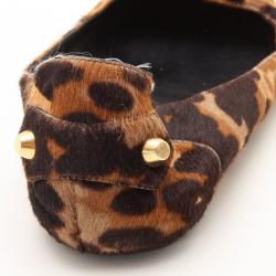 Pre Owned Balenciaga Leopard Print Pony Hair Flats Size 37.5