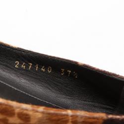 Pre Owned Balenciaga Leopard Print Pony Hair Flats Size 37.5