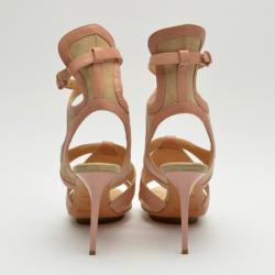 Pre Owned Balenciaga Suede & Leather Ankle Wrap Sandals Size 38