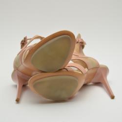 Pre Owned Balenciaga Suede & Leather Ankle Wrap Sandals Size 38