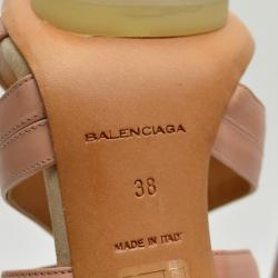 Pre Owned Balenciaga Suede & Leather Ankle Wrap Sandals Size 38