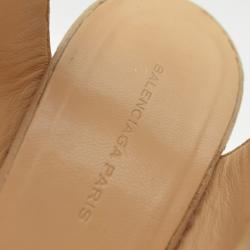 Pre Owned Balenciaga Suede & Leather Ankle Wrap Sandals Size 38