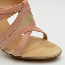 Pre Owned Balenciaga Suede & Leather Ankle Wrap Sandals Size 38