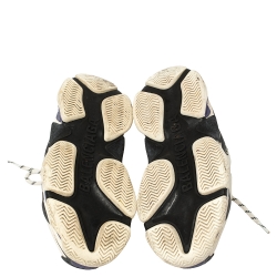 مملوكة مسبقًا Balenciaga White/Blue Leather and Mesh Triple S Clear Sole Sneakers Size EU 38