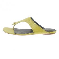 Pre Owned صندل بالنسياغا بروغ جلد أصفر بإصبع مقاس 40