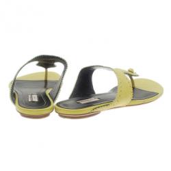 Pre Owned �صندل بالنسياغا بروغ جلد أصفر بإصبع مقاس 40