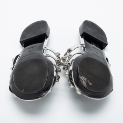 Pre Owned Balenciaga Silver Patent Leather Arena Giant Slide Flat Sandals Size 39