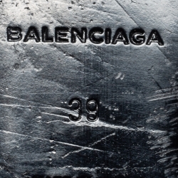 Pre Owned Balenciaga Silver Patent Leather Arena Giant Slide Flat Sandals Size 39