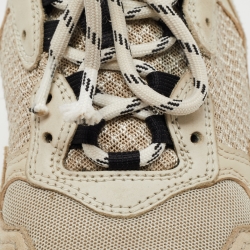 مملوكة مسبقًا Balenciaga Grey Mesh and Leather Triple S Sneakers Size 37