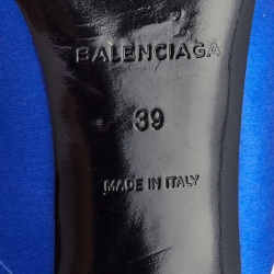 Pre Owned Balenciaga Blue Satin Bow Knife Slingback Pumps Size 39