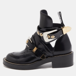 Balenciaga Black Leather Ceinture Ankle Boots Size 38 Balenciaga | TLC