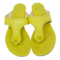 Pre Owned صندل بالنسياغا بروج ثونج جلد أصفر مقاس 40