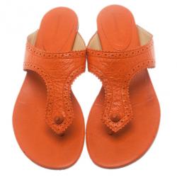 مملوكة مسبقًا صندل بالنسياغا برتقالي سيور بروج مقاس 39.5