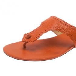 مملوكة مسبقًا صندل بالنسياغا برتقالي سيور بروج مقاس 39.5