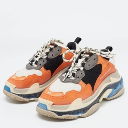 Balenciaga Multicolor Faux Leather  and Mesh Triple S Sneakers Size 38
