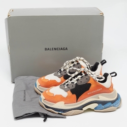 Balenciaga Multicolor Faux Leather  and Mesh Triple S Sneakers Size 38