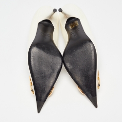 Pre Owned Balenciaga White Patent Leather BB Pointed Pumps Size 37