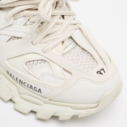 Pre Owned Balenciaga White Leather and Mesh Track Sneakers Size 37