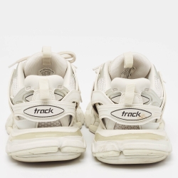 Pre Owned Balenciaga White Leather and Mesh Track Sneakers Size 37
