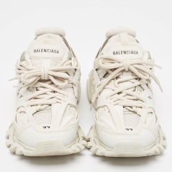 Pre Owned Balenciaga White Leather and Mesh Track Sneakers Size 37