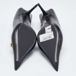 Pre Owned Balenciaga Black Croc Embossed Leather Knife Pointed Toe Pumps Size 40