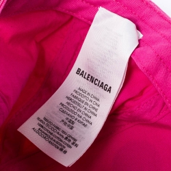 Pre Owned Balenciaga Pink Cotton Embroidered Logomania Baseball Cap L
