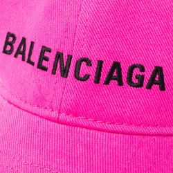 Pre Owned Balenciaga Pink Cotton Embroidered Logomania Baseball Cap L