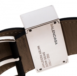 Pre Owned Balenciaga Cream Stainless Steel Leather Limited Edition Rectangular Women's Wristwatch 45 mm