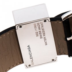 Pre Owned Balenciaga Cream Stainless Steel Leather Limited Edition Rectangular Women's Wristwatch 45 mm