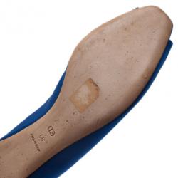Dior Blue Satin Embellished Ballet Flats Size 39