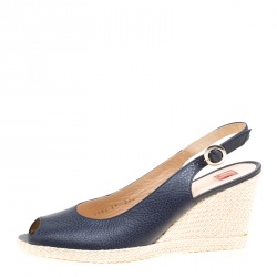 Pre Owned Ballin Oxford Blue Leather Braid Detail Wedge Peep Toe Slingback Sandals Size 39