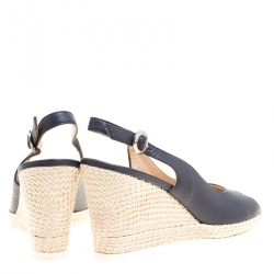 Pre Owned Ballin Oxford Blue Leather Braid Detail Wedge Peep Toe Slingback Sandals Size 39