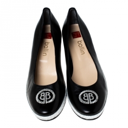 Ballin Black Leather Wedge Pumps Size 41